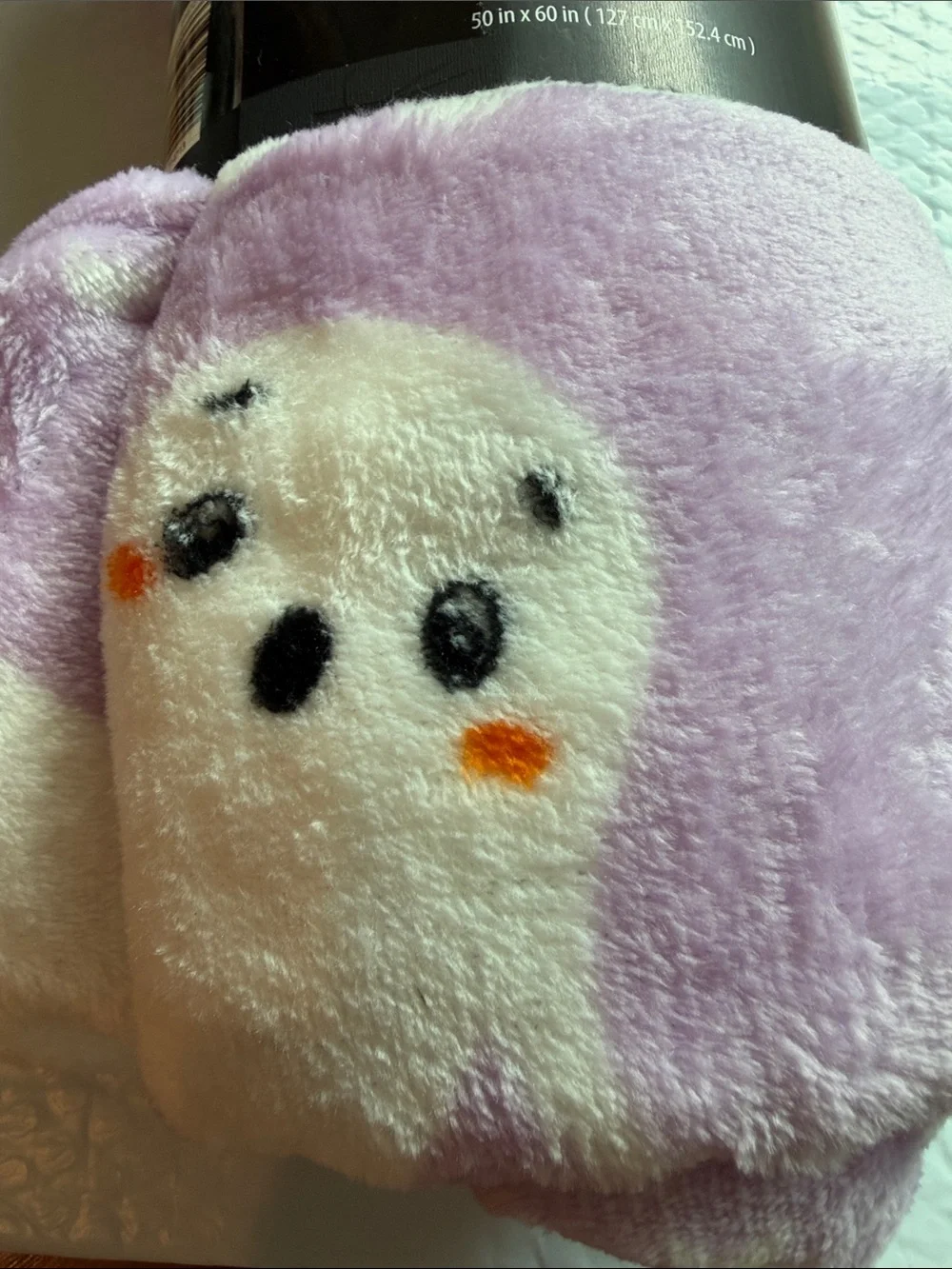 Plush Lightweight Ghost Print Halloween Blanket - Lavender NEW